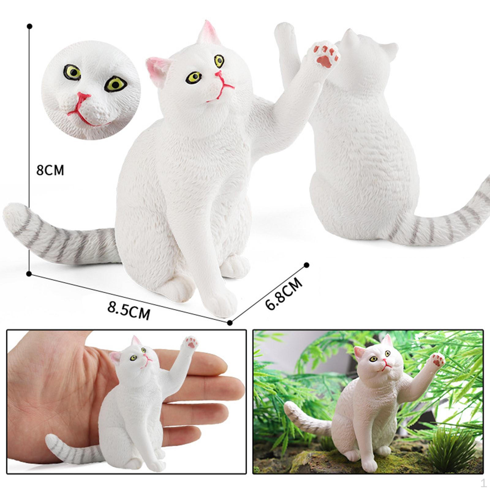 

Реалистичная модель фигурки животного-кошки, игрушечная фигурка котенка, праздничные принадлежности, наука белый