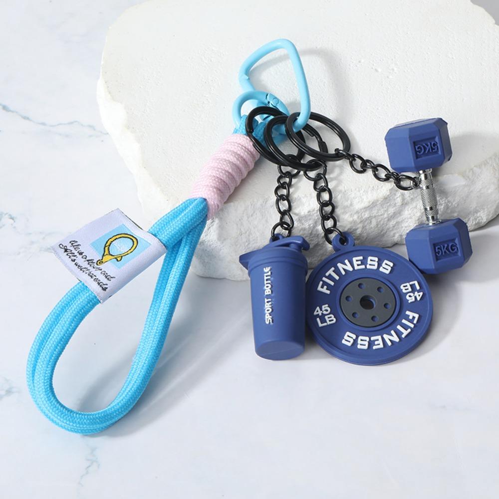 Fashion Detachable Fitness Series Pendant Simulation Style with Buckle Simulation Dumbbells Keyring Bag Charm