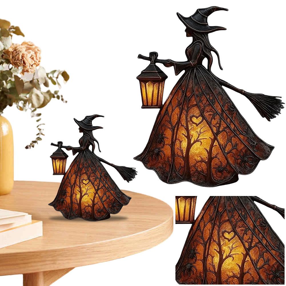 Resin Halloween Witch Lantern Spooky Lantern for Halloween Party Haunted House Decor Indoor Outdoor Festival Accessory