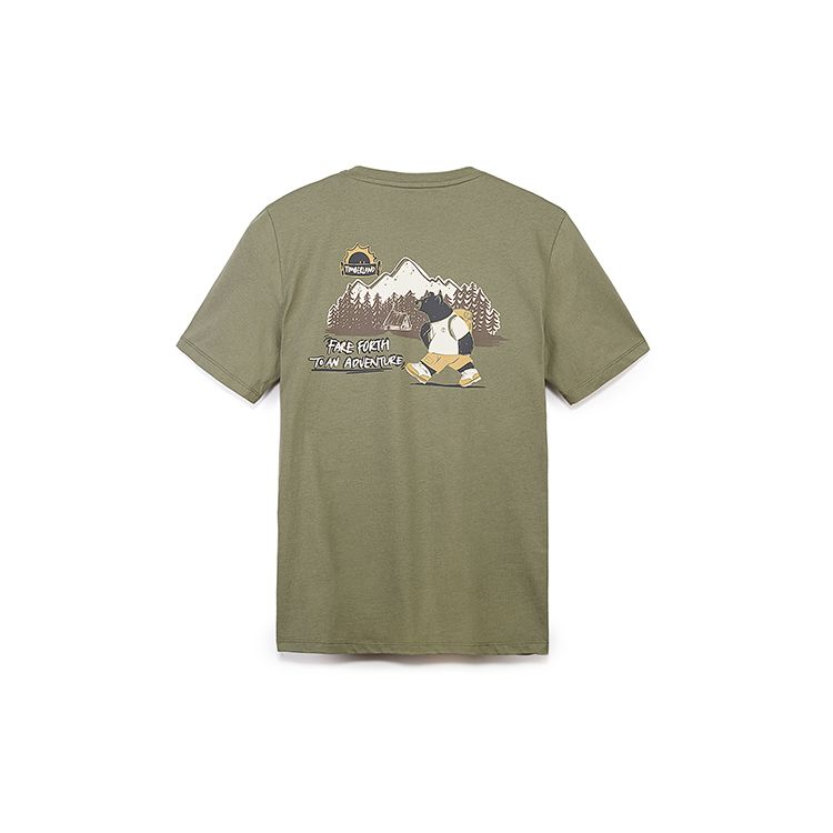 Timberland Casual Breathable Printed Short Sleeve T-Shirt Unisex Tops Cassel-Green A669F-590