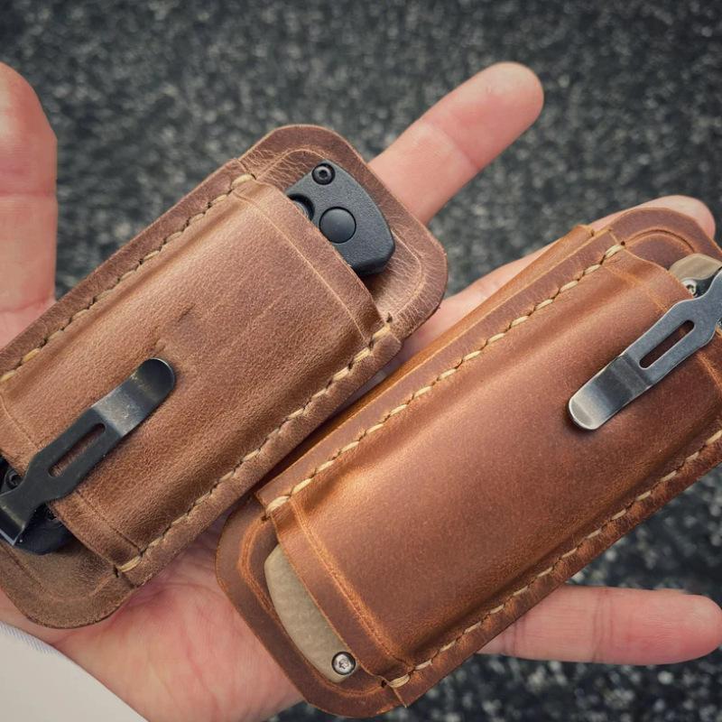 Cowhide Crazy Horse EDC Pocket Tool Cover Belt Knife Cover Storage Bag Horizontal Knife Sheath Knife Cover Fanny Pack