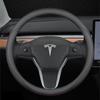 Steering Wheel Cover For Tesla Model 3 Y S X Nappa Leather 4 Seasons 36-39 CM Diameter Black Car Interior Accessories 2017-2024