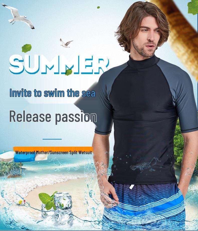 Herren Custom Schnelltrocknender Sonnenschutz Neoprenanzug - Kurzärmliger Sport Surf Badeanzug