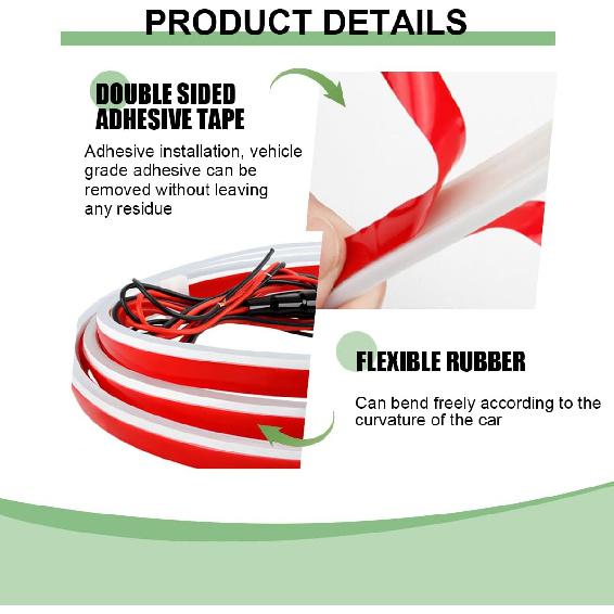 Car Hood Light Strip, 71 Inch Silicone Flexible Daytime Vehicle LED Running Lighting with Dynamic Scan Start Up Effect, Waterproof Auto Exterior Lamp