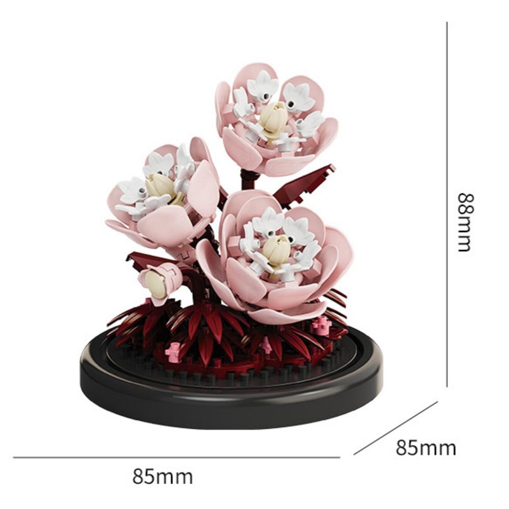 Potted Plant Micro Building Blocks Simulation Lily Rose Flower Assembling Brick Model Kids Toys Home Decoration Collection Gift