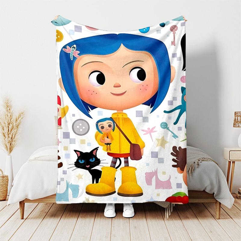 1pc Blanket - Coraline Print Design, Lightweight Blanket for Sofa, Bed- Soft &Warm, Gift for All Seasons