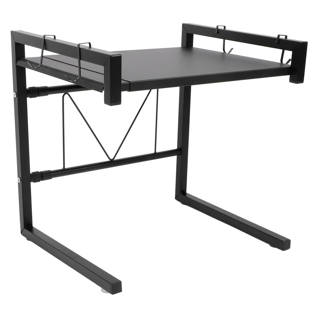 Black Telescopic Microwave Oven Rack Kitchen Storage Shelf Multifunctional Stand for Home