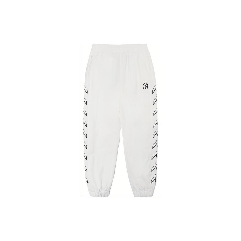 MLB New York Yankees Side Logo Printed Cuffed Loose Knit Sweatpants Unisex pants White 3AWPS0121-50WHS