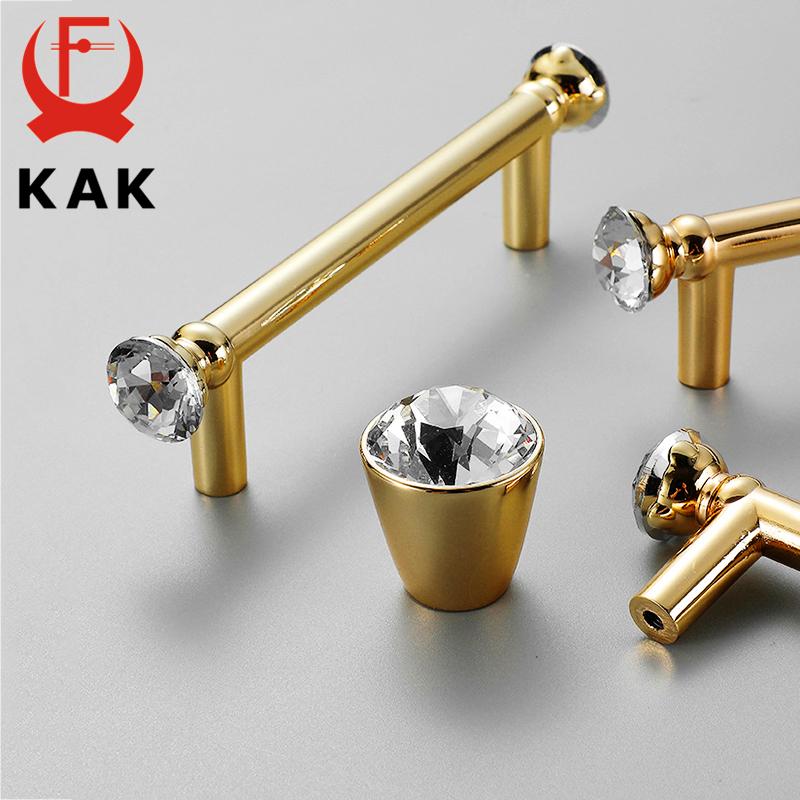 KAK Crystal Gold Cabinet Knobs and Handles Gold Shoebox Closet Door Drawer Knobs Wardrobe Pulls Pullers with Screws Hardware