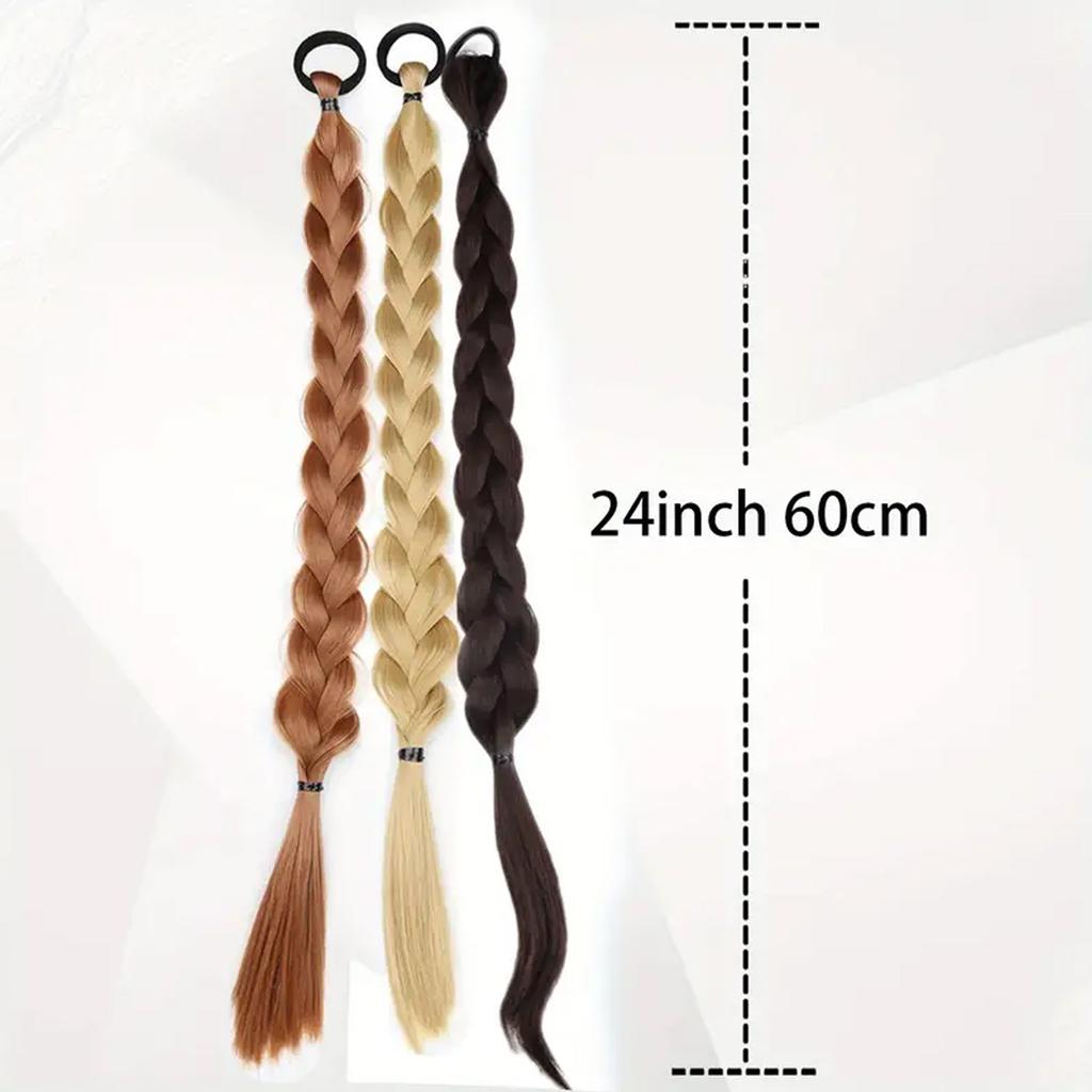 "Heat-Proof" Chic Long Braided Ponytail Extension for Women - Heat Resistant Synthetic Hair, Versatile Style for Everyday Wear