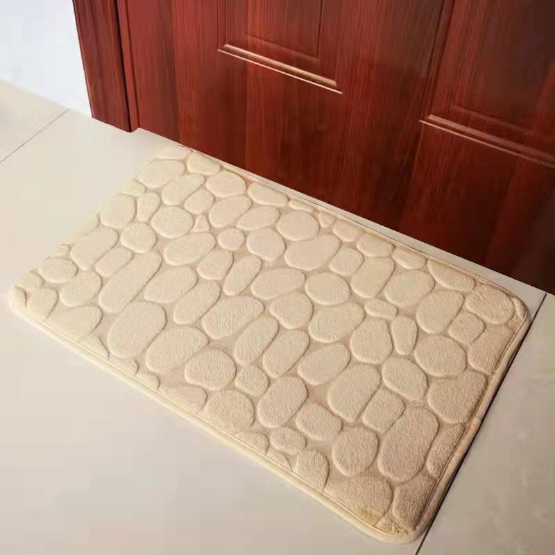 Cross-Border Coral Fleece Embossed Solid Color Stone Bathroom Mat.