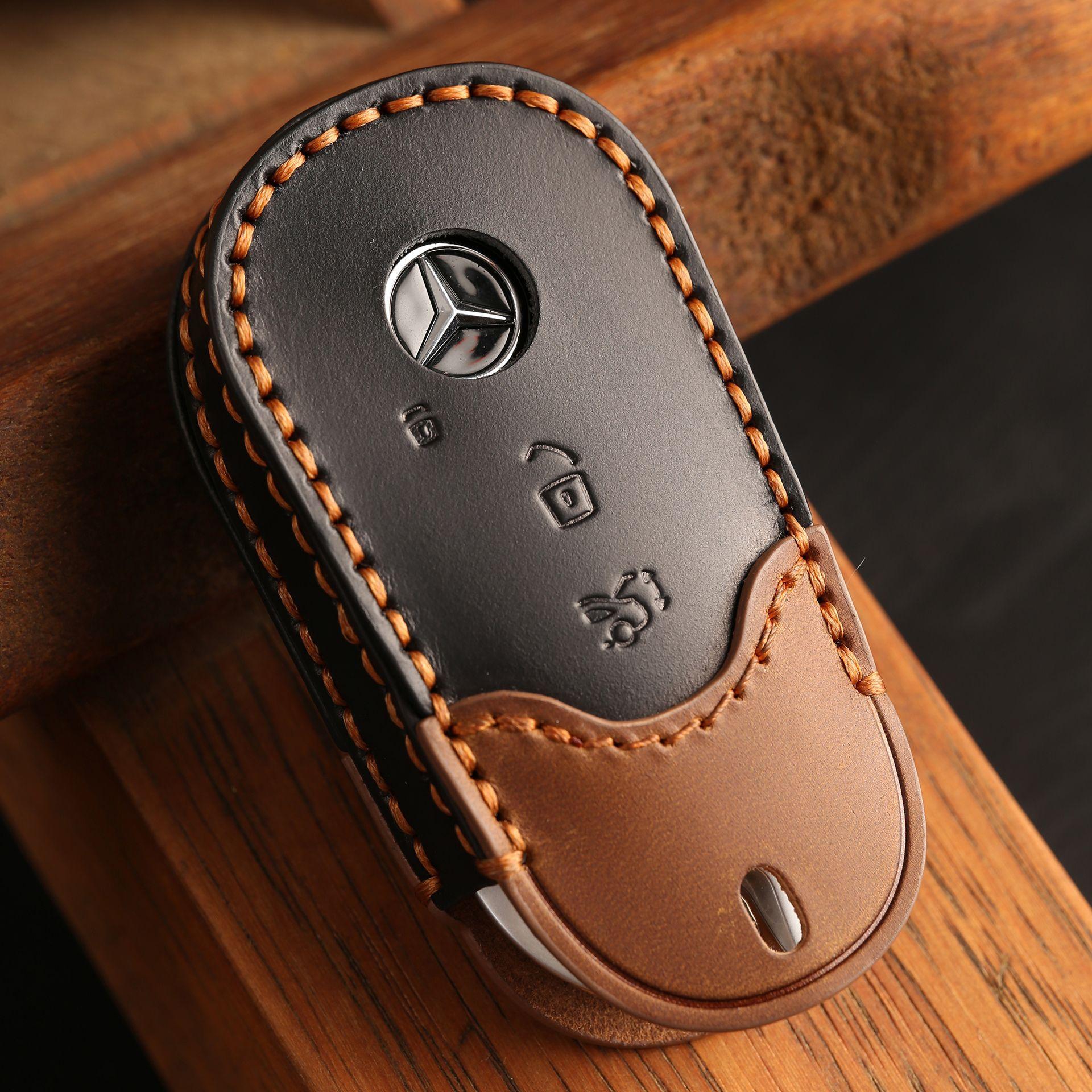 

Индивидуализированный кожаный чехол для ключа Mercedes-Benz c260l, корпус для автомобиля e300l, пряжка GLE350, сумка S450L, высококлассный чёрный