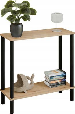 Loft Console Table with Shelf 80x30x80 Cm Metal Black for Hallway