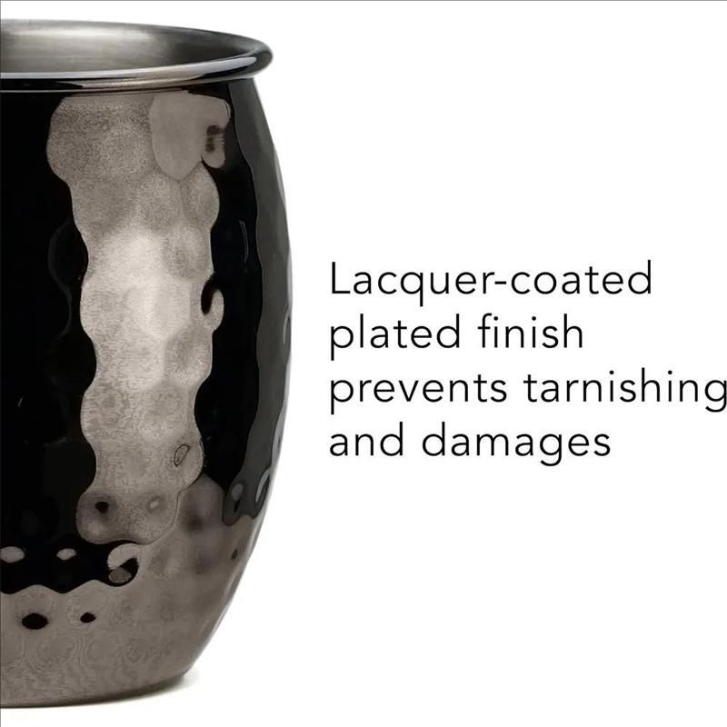 4Pcs Creative Stainless Steel Hammered Point Cocktail Mug Non-Slip with Gold Handle Drum Mug for Home and Bar Drinking Mule Mugs