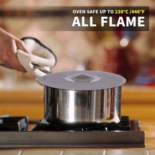 Silicone Pot and Pan Lids - Food and Bowl Covers, Food Safe, BPA-Free, Silicone Bowl Cover, Microwave Cover (Gray)