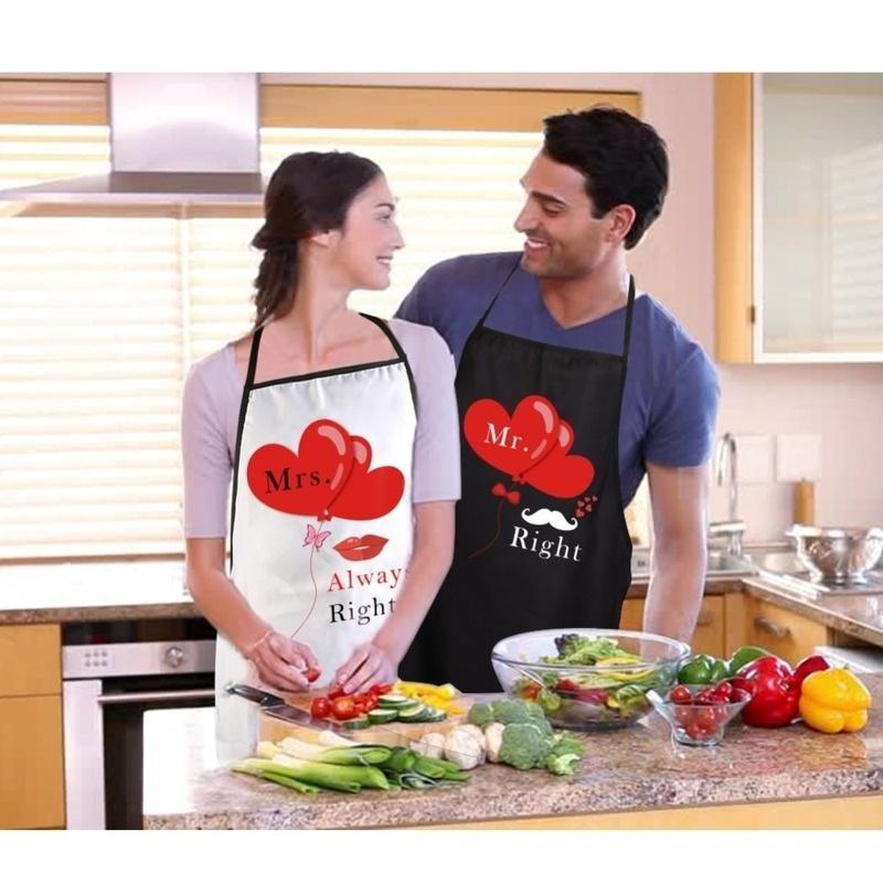 DIY Party Decorations Mr Mrs Couple Kitchen Apron Funny Pinafore Cooking Baking Party Cleaning Aprons Supplies.