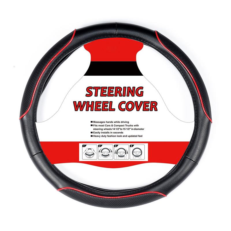 Car Steering Wheel Cover Sport Style Anti-slip Microfibre Leather Steering Wheel Cover Universal 38cm/15inch
