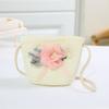 Borsa in paglia con cerniera e fiore per bambina, simpatici accessori per foto, borsa a tracolla intrecciata a mano per bambini, cestino portaoggetti, portamonete, borsa a tracolla