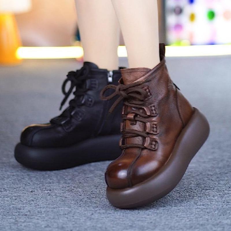 Chaussures Plates à Plateforme Bottines Femme Talons Hauts Chaussures en Cuir Baskets Décontractées Tendance Hiver 2025 Chaussures de Sport Gothiques à Lacets Botas Mujer