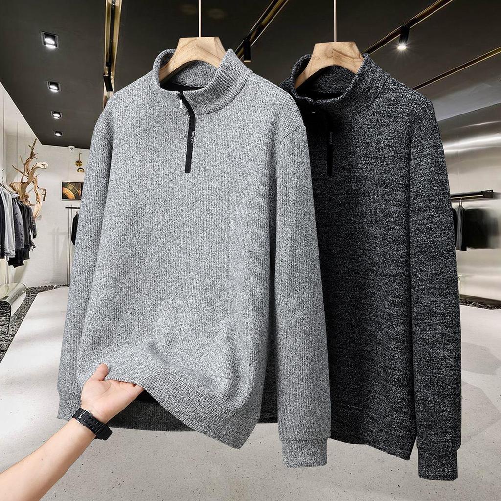 Hanorac cu fermoar pentru bărbați, mărime mare, căptușit cu fleece, mânecă lungă îngroșată, croială casual largă pentru toamnă/iarnă.