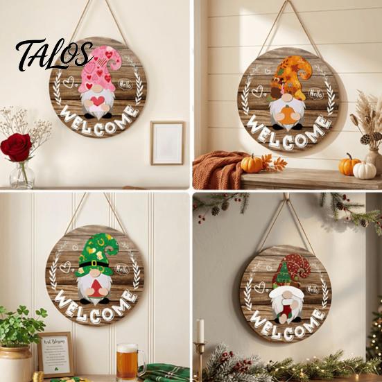 Decorative Hanging Sign for Home Decor DIY Wooden Gnome Welcome Front Door, Rustic Wall Porch with Lanyard, Plaque Farmhouse Entryway Ornament Outdoor