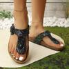 Women's Slip On Toe Post Sandals Adjustable Buckle Casual Summer Footwear with Non Slip Sole Comfortable Footbed Lightweight Design