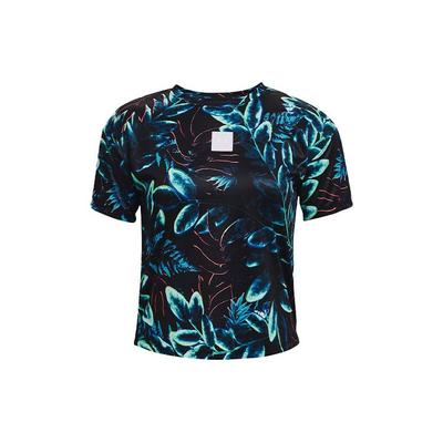 Bedrucktes Trainings-Kurzarm-T-Shirt Damen Tops Schwarz 1366022-001