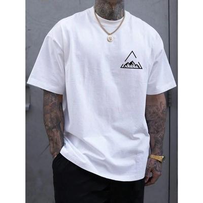 Geometric Mountain Print Short Sleeve T-Shirt For Summer Women Men Casual Fashion Unisex Short Sleeve Trend Streetwear Tops