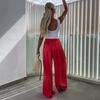 Женские повседневные брюки со средней посадкой и эластичной резинкой на талии, широкие брюки, однотонные спортивные свободные брюки длиной до пола, летние брюки