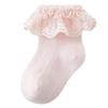 Girls' Combed Cotton Lace Mesh Socks - Breathable, Seamless, Solid Color Spring/Summer Princess Style