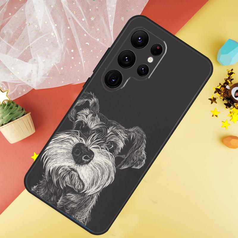 Cartoon Schnauzer Dog Case For Samsung Galaxy S23 Ultra S24 S22 S20 S21 FE Note 10 20 Ultra S8 S9 S10 Plus Cover