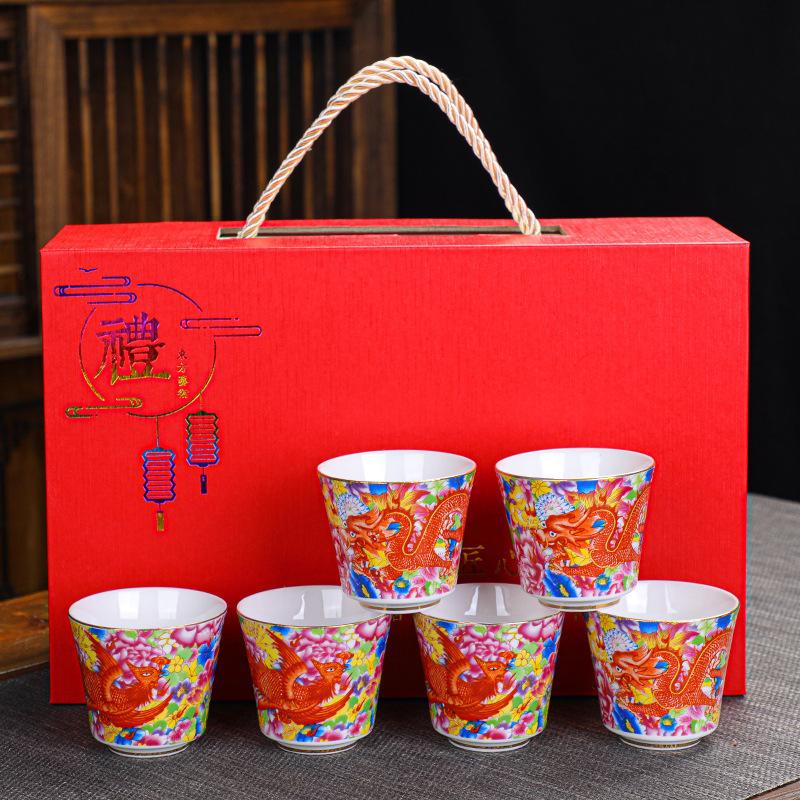 Keramik-Emaille Meistertasse Teegeschirr Kung Fu Teetasse Persönliche Verkostungstasse Mehrfarbige Emaille Teetasse