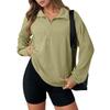 Women's Fashion Solid Color Zipper Lapel Solid Color Casual  Sweatshirt Top