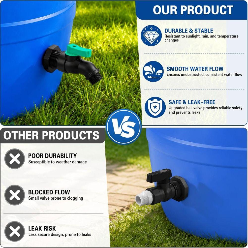 Downspout Collector Rain Barrel Spigot 3/4 GHT Thread Rain Barrel Kit  Outdoor Garden