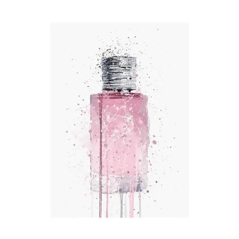 

Luxury Artwork Gin Bottle Pink Perfume Wine Cup Art Wall Abstract Graffiti Poster Canvas Painting Modern Room Home Decor 21X30CMNo Framed