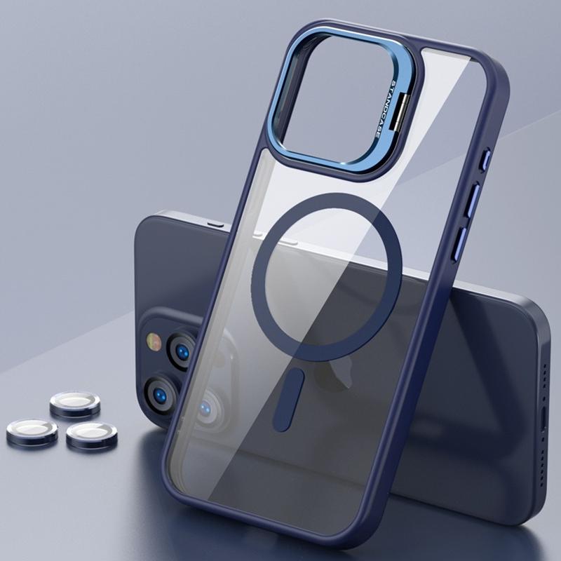 Moderne magnetische Standhülle für iPhone 16 15 14 Plus 13 12 11 Pro Max Hülle für Magsafe Kabelloses Laden Mit Objektivschutz Abdeckung