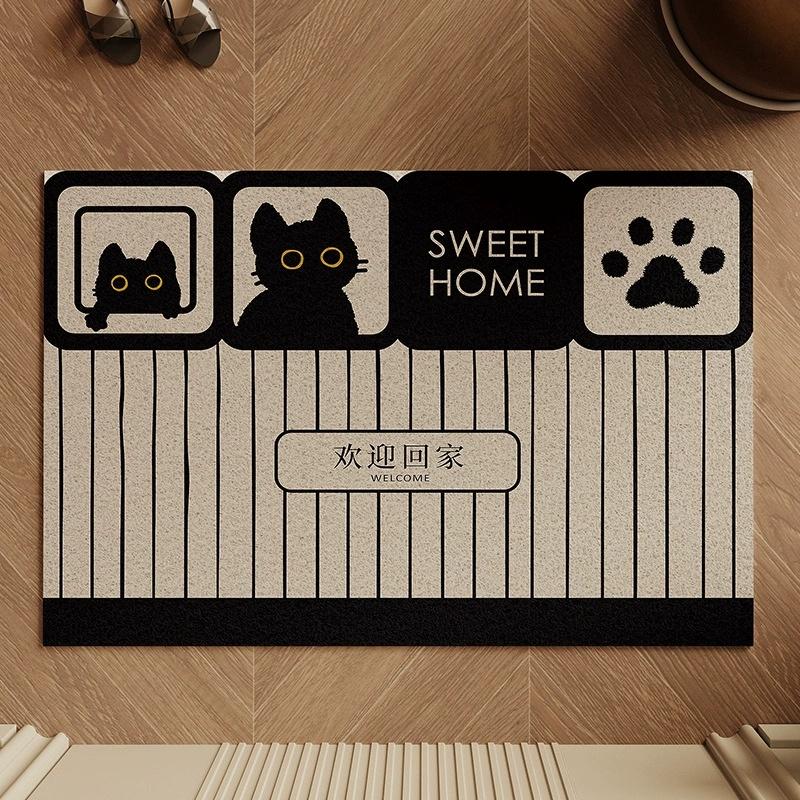 1PC Black Cat Carpet Welcome Mat Cute Cartoon Nonslip Area Doormat Carpet for Live Room Rug Bedroom Outdoor Carpet Home Decor