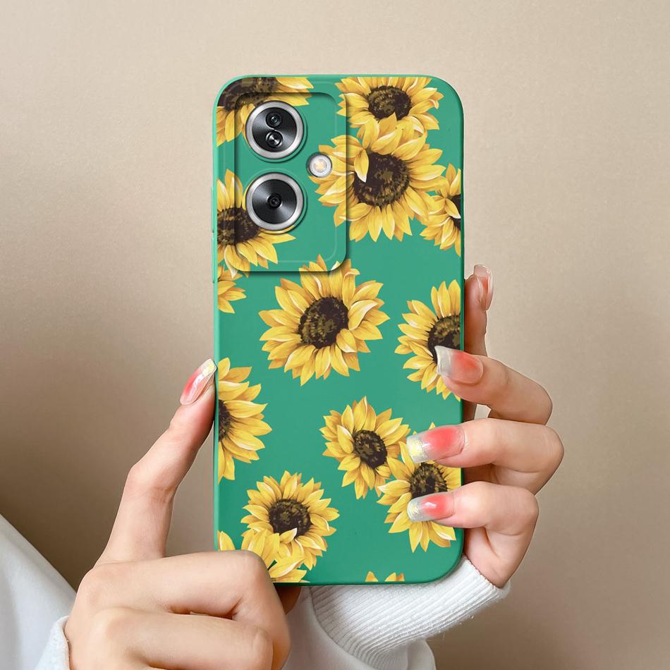 Case For OPPO A79 A2 5G Flower Soft Liquid Silicone Camera Lens Protection Phone Shockproof Back Cover For OPPO A79 A2 Funda
