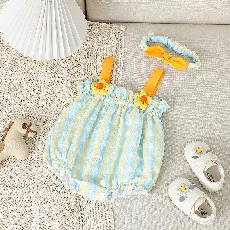 

Ромпер для новорожденной девочки без рукавов в полоску с 3D цветком 80 cm