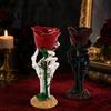Halloween Table Ornaments Skeleton Hand Rose Candle Holder, Gothic Resin Decorative Ornament Atmospheric Trough for Home Decor, Dark Style Romantic