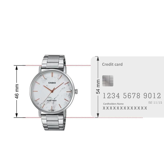 Casio Men's Analog Minimalistic White Marble Dial MTP-VT01DM-7AUDF, White, 46 x 40 x 8.2 mm