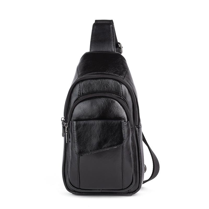 Men's Genuine Leather Chest Bag - Top Layer Cowhide, Crossbody, Fashionable, Retro, Versatile, High-End Style