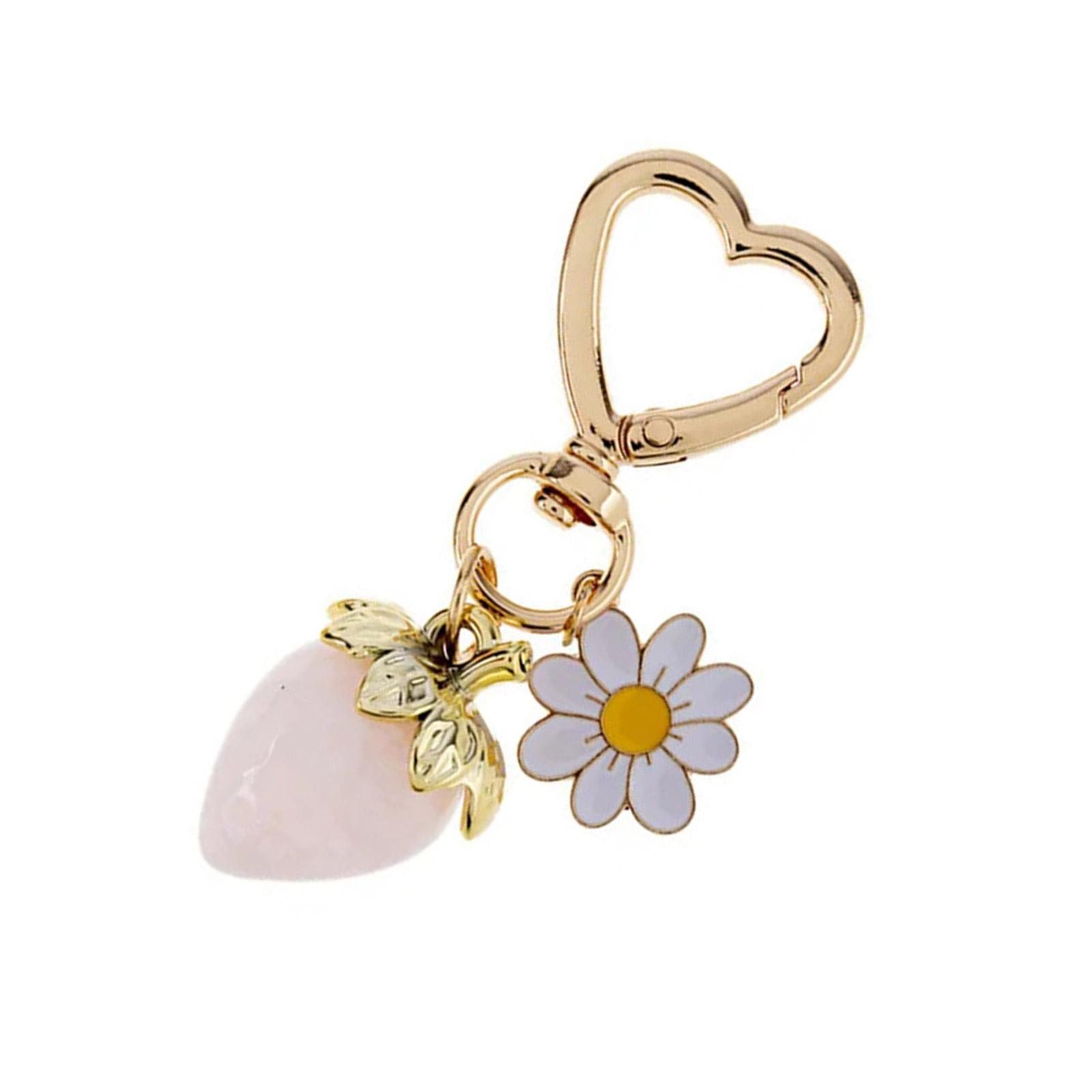 

Брелок с подвеской в виде клубники и цветка, модный брелок, подвеска, украшение для сумки, стильный аксессуар для сумки для девочек шампанского