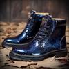 Fashion 2024 Men Boots Designer Autumn Fashion Ankle Round Toe Snake Pattern Men Shoes Spring Leisure   Leather Short Shoes