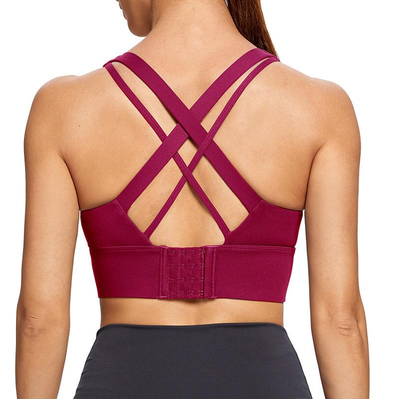 European and American Style Women Shockproof Sports Bra Plus Size Thin Push Up Cross Back Running Yoga Fitness Vest