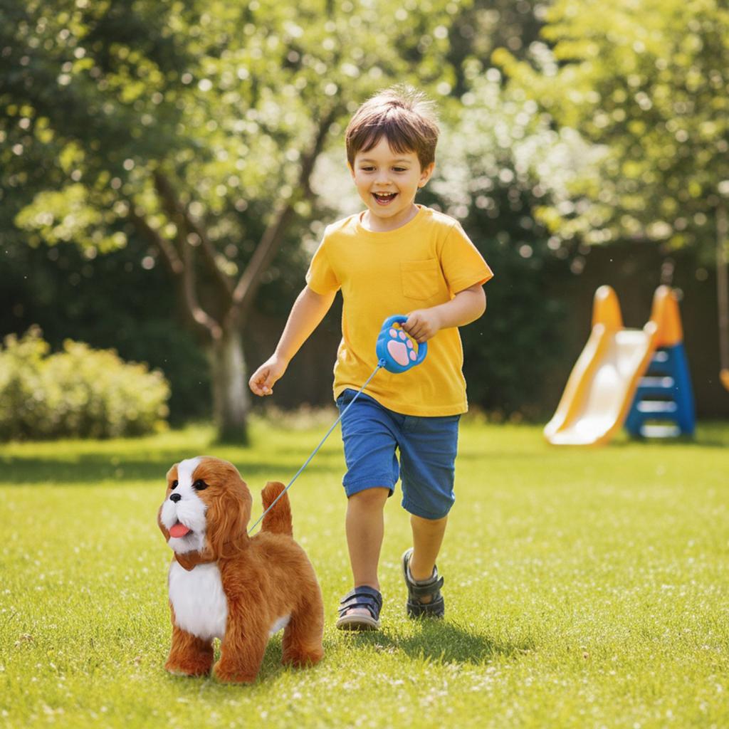 Cute Plush Pet Dog Wags Its Tail Simulation Plushie Interactive Toy Barks Stuffed Animal Toys For Kids Toddlers Educational