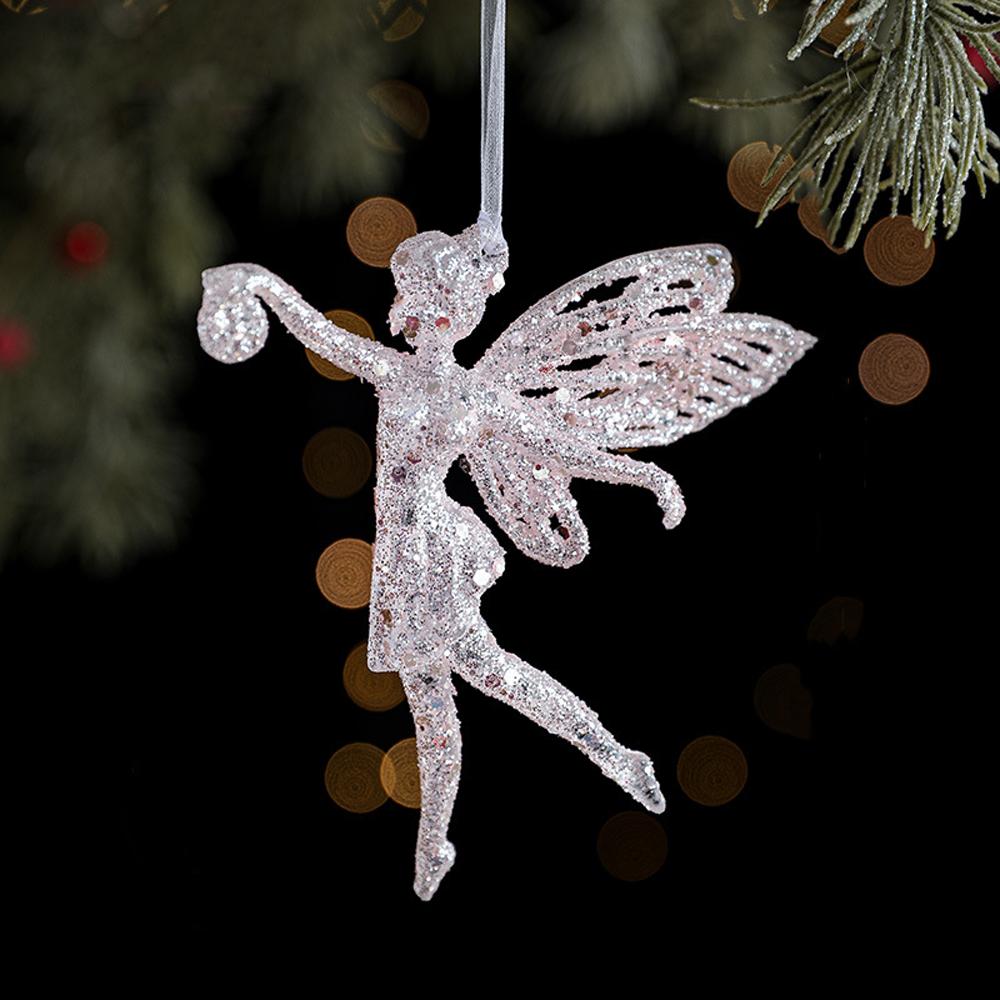 Plastic Christmas Tree Pendant Glitter Artificial Christmas Decoration  Office Decor