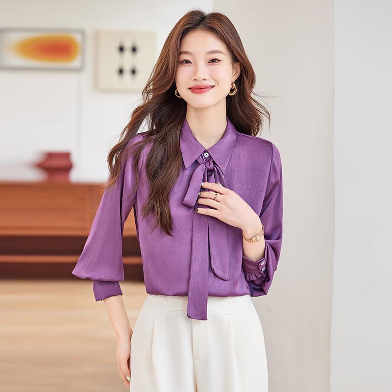 Women s Long-Sleeve Bow-Knot Blouse XL