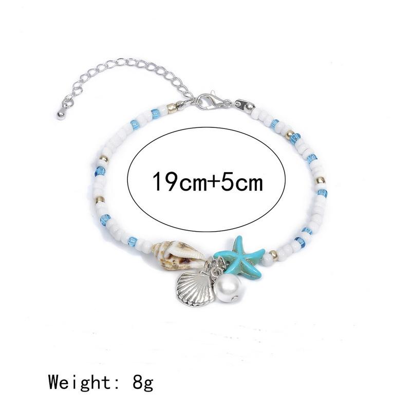 Classic Boho Blue Starfish Beaded Bracelet for Women Summer Charm Shell Pendant Bracelet Handmade Adjustable Friendship Jewelry