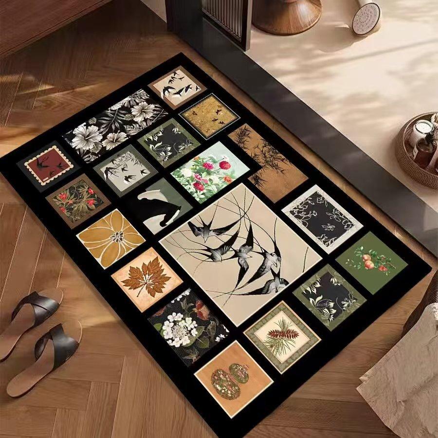 Vintage Patchwork Carpet Mat Rug Botanical Animal Pattern Design Home Decoration Floor Mat Floor Mat Welcome Mat Home Mat